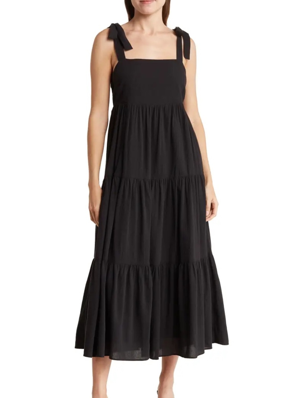 Madewell Tie Strap Tiered Midi Dress